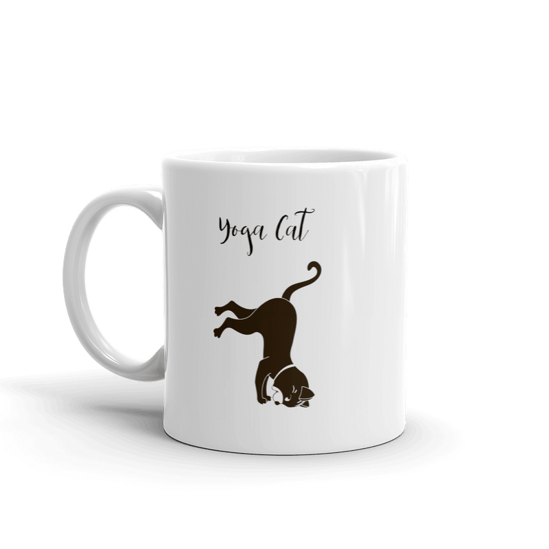 yoga cat mugs - one pose on the front another on the back