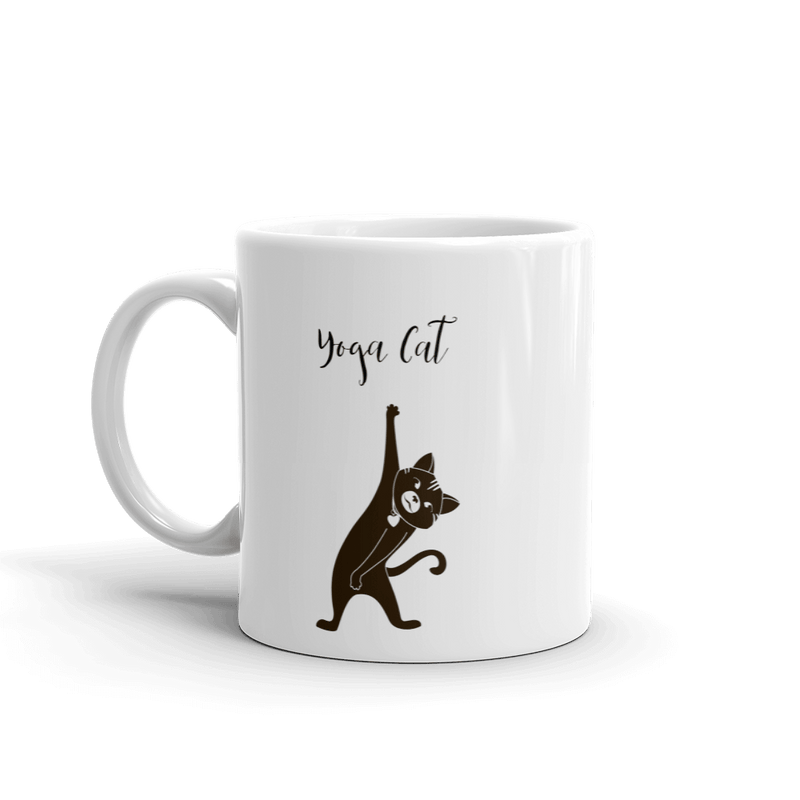 yoga cat mugs - one pose on the front another on the back