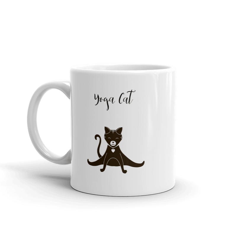 yoga cat mugs - one pose on the front another on the back