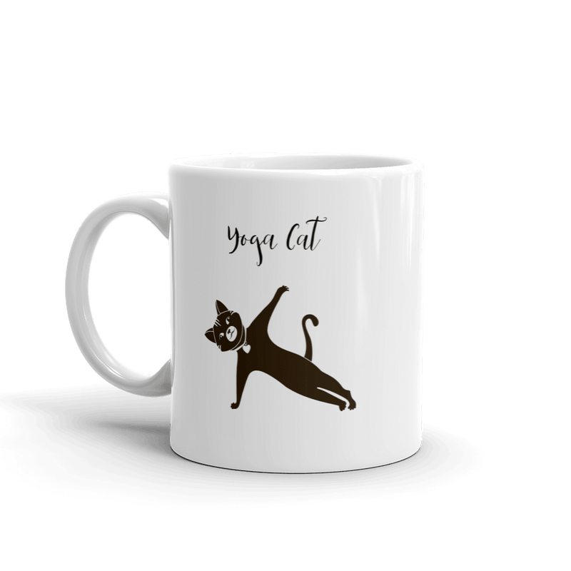 yoga cat mugs - one pose on the front another on the back