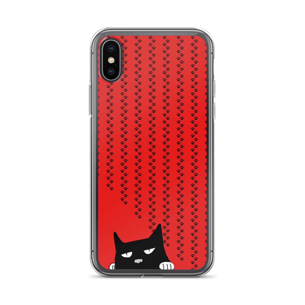 Evil Cat Pawprints Red iPhone X Case