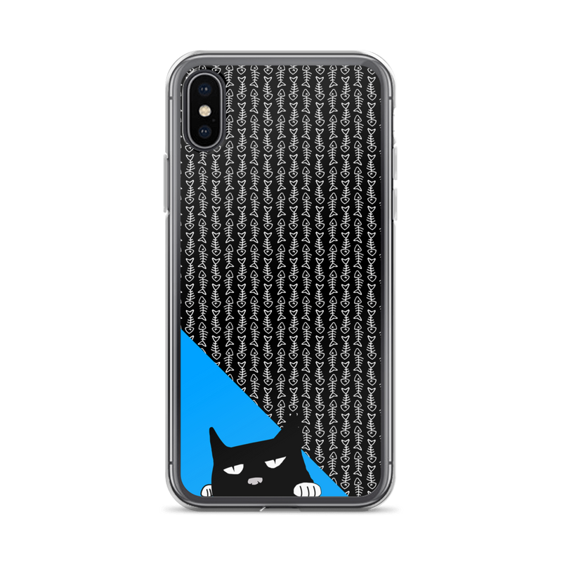 Evil Cat Fishbone Blue iPhone X Case