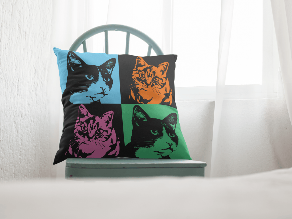 Pop Art Cat Square Pillow