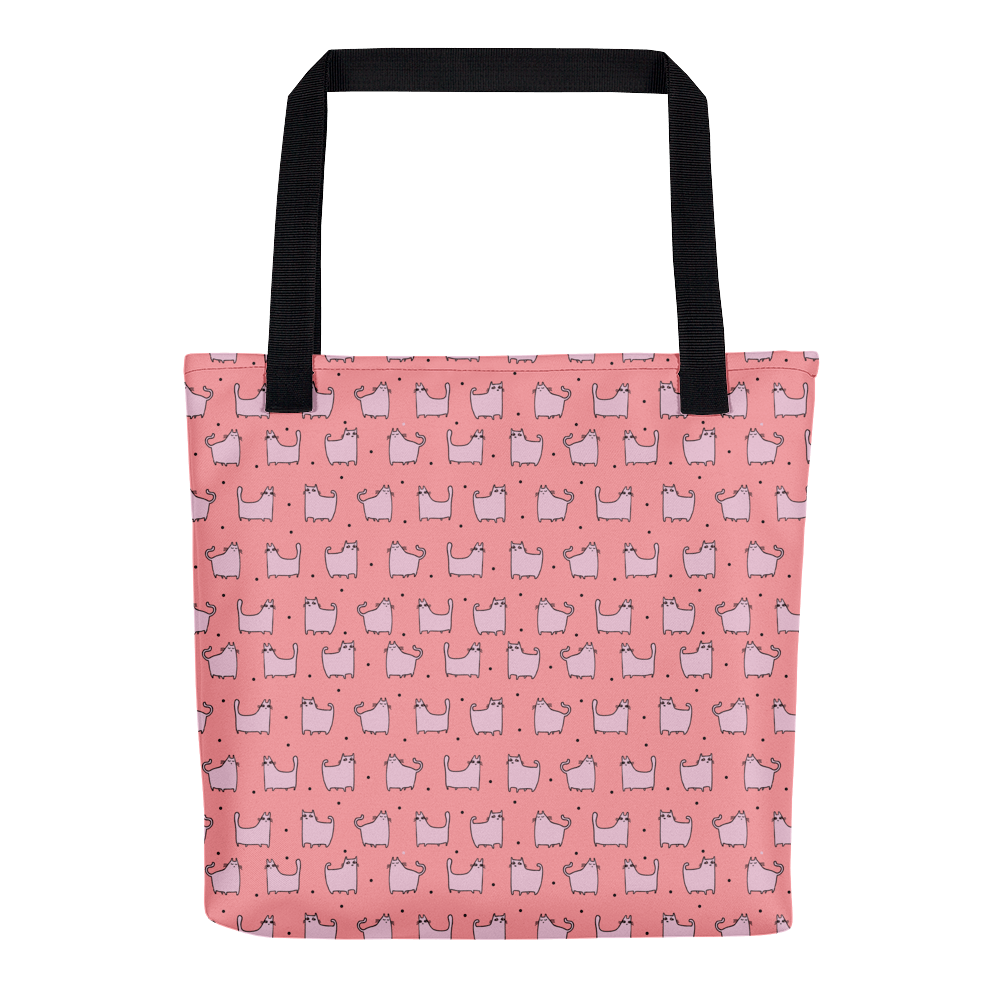 Pattern Cat 'Square Cat Salmon Pink' Tote bag