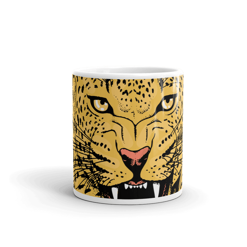 wild cat fierce leopard mug for big cat lovers