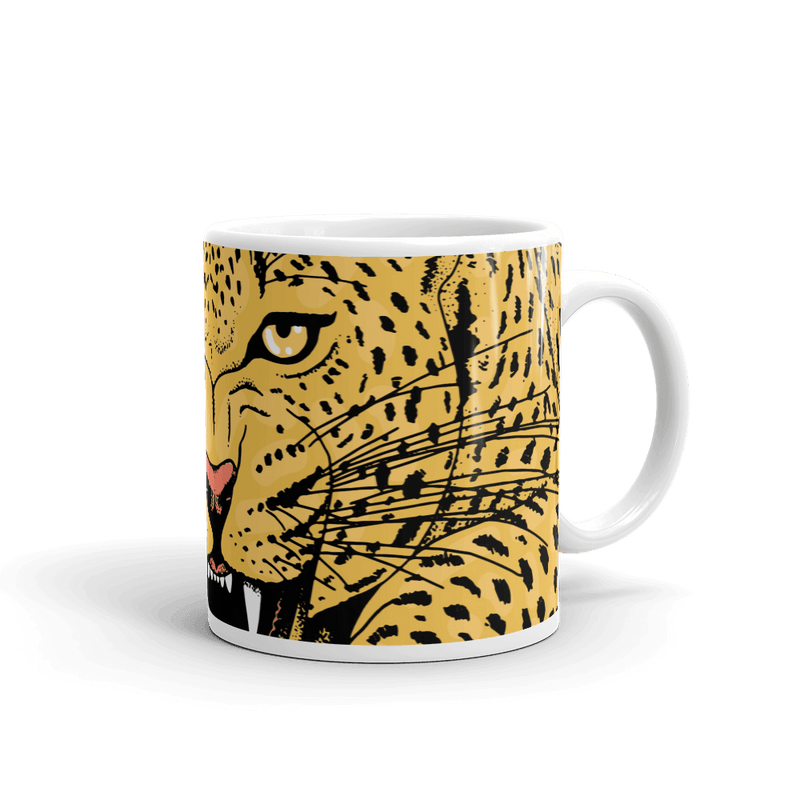 wild cat fierce leopard mug for big cat lovers