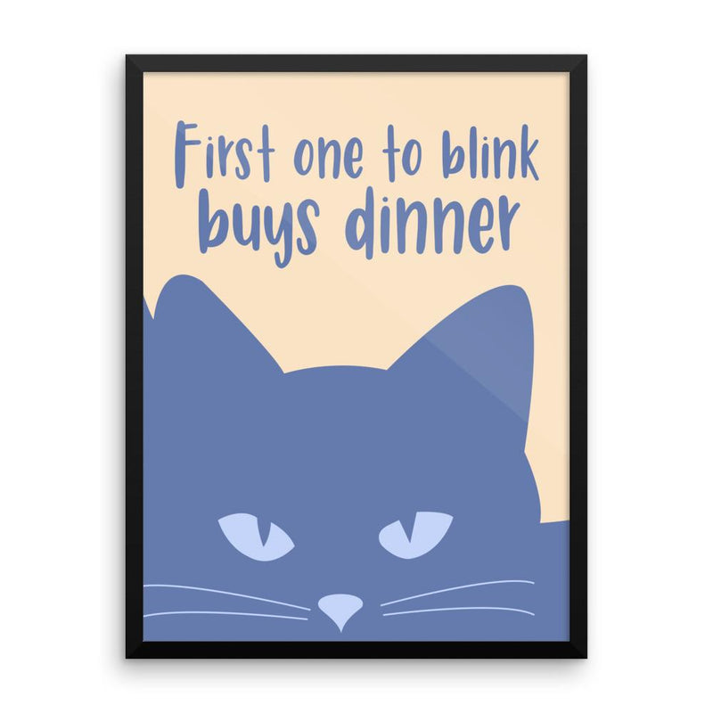 Inscrutable Cat 'Blink Blue' Framed Matt Poster