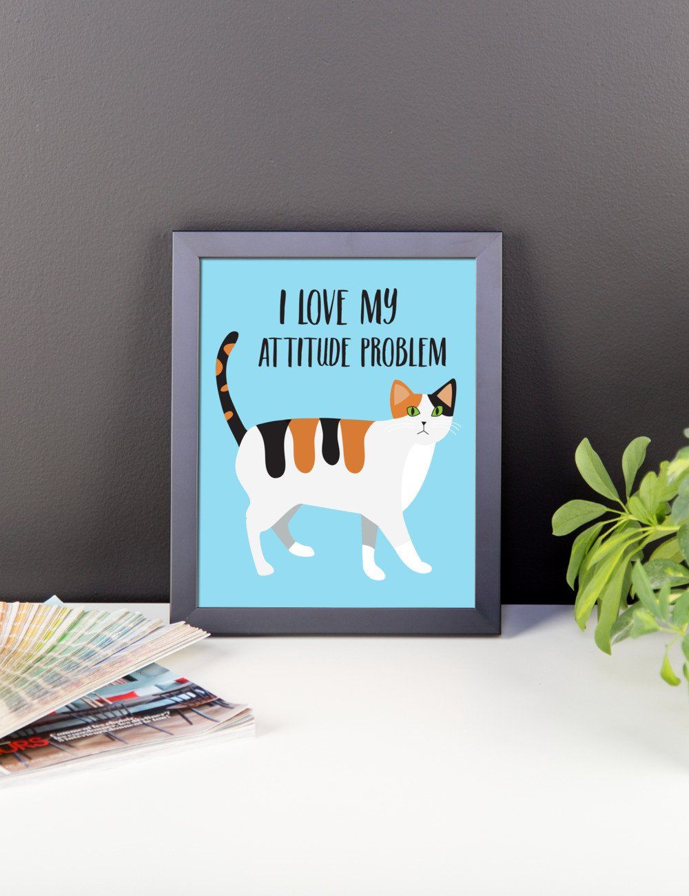 Catitude Cat 'Attitude' Framed Matt Poster