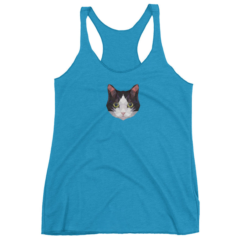 Color-Me Cat Tuxedo Women's Tank Top in Blue