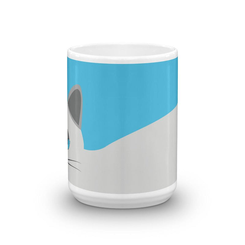 Inscrutable Cat Smoky Cat Blue Mug in Middle View 15oz