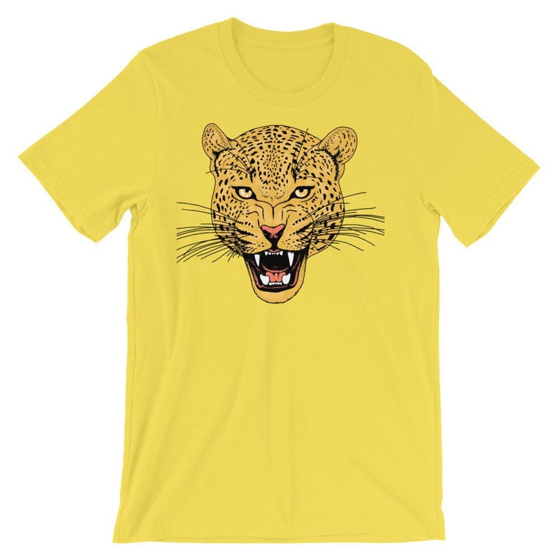 wild cat roaring leopard comfy unisex tee shirt