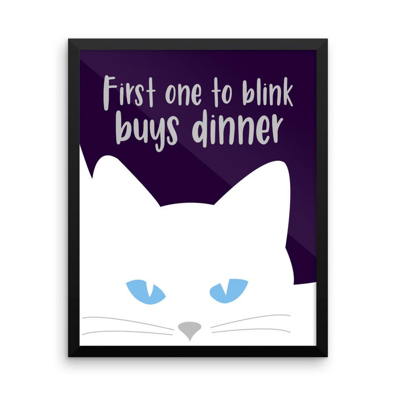 Inscrutable Cat 'Blink White' Framed Matt Poster
