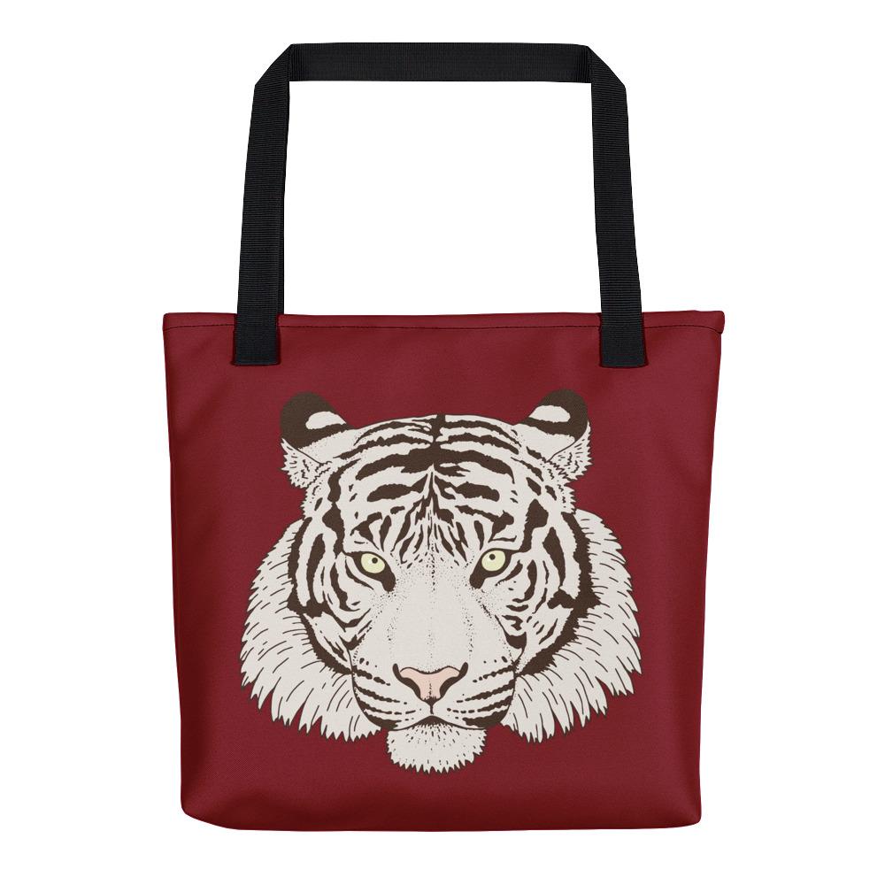 Wild Cat 'White Tiger' Ruby Red Tote Bag