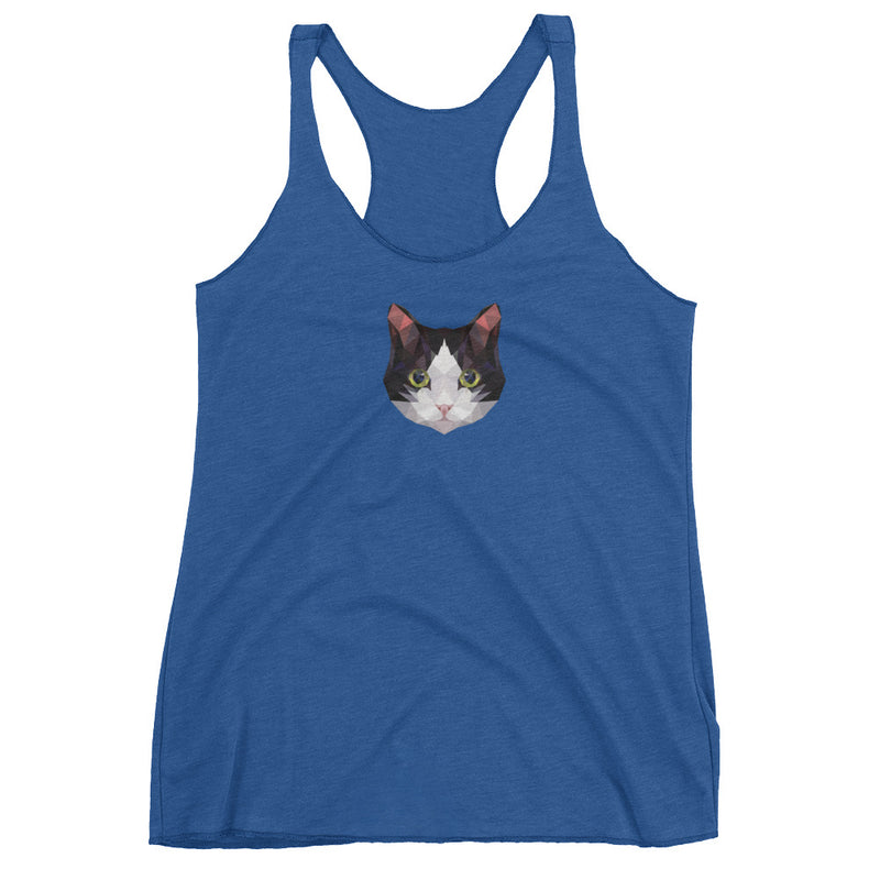 Color-Me Cat Tuxedo Women's Tank Top in Navy