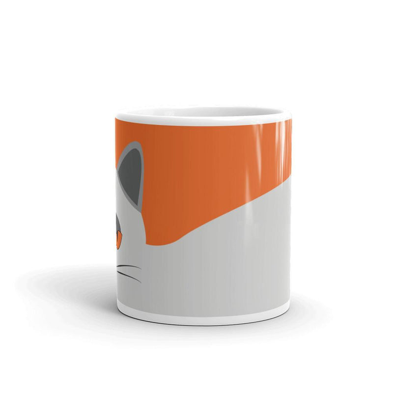 Inscrutable Cat Smoky Cat Orange Mug in Middle View 11oz