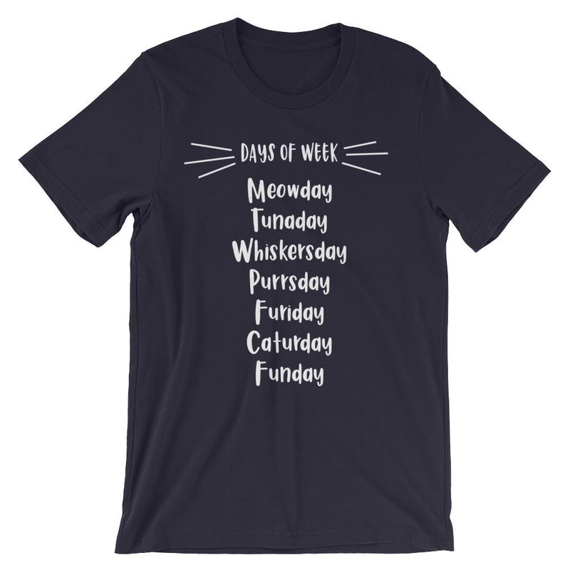 Wordy Cat 'Days of Week' Unisex Short Sleeve T-Shirt
