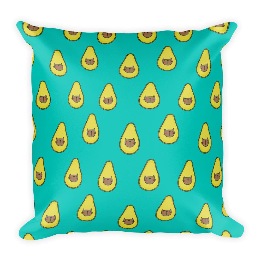 Summer Cat 'Avocado Crazy' Square Pillow