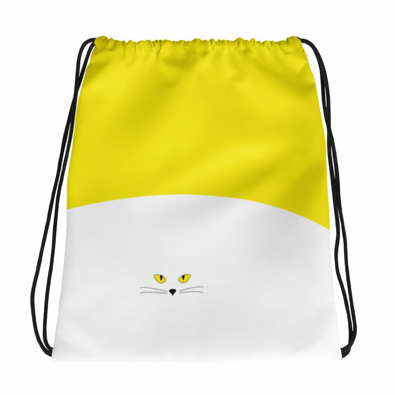 Inscrutable Cat Juicy Fruity Banana Drawstring bag in Back View