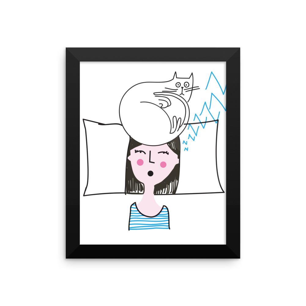 Rascal Cat 'Alarm Clock' Framed Matt Poster