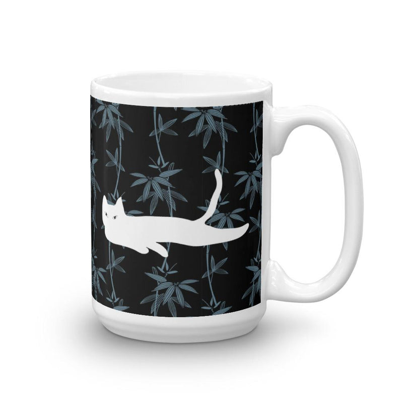 Cat Noir Black Flower Mug in Left Side View 15oz