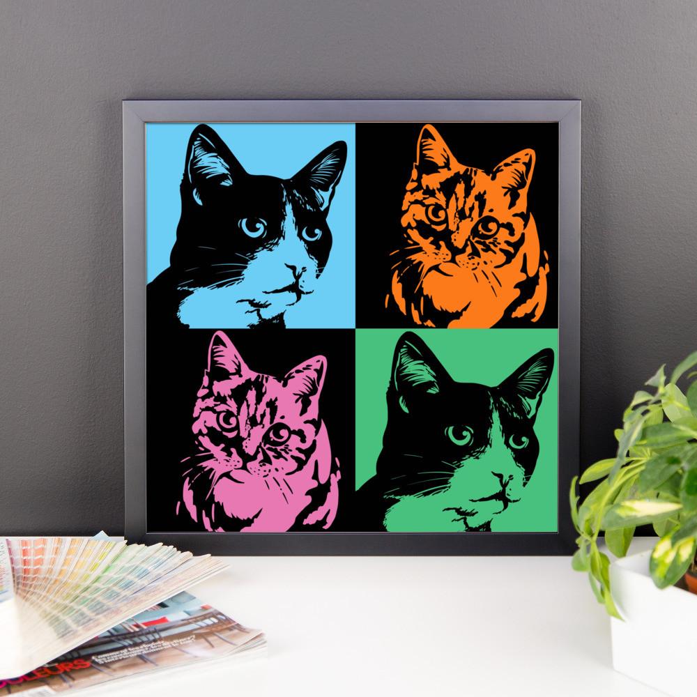 Pop Art Cat Matt Framed Poster