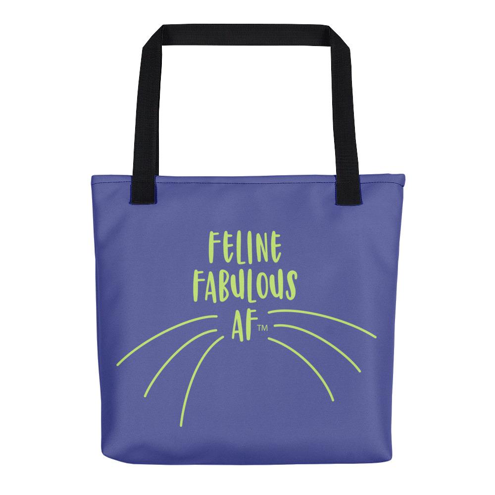 Wordy Cat 'Feline Fab' Blue Tote bag