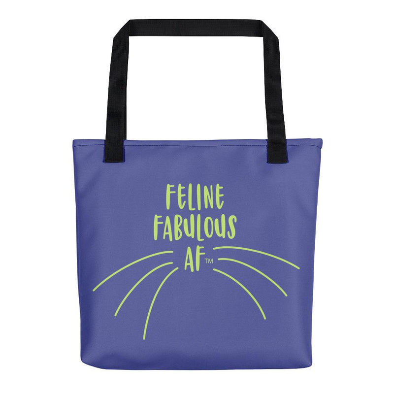 Wordy Cat 'Feline Fab' Blue Tote bag