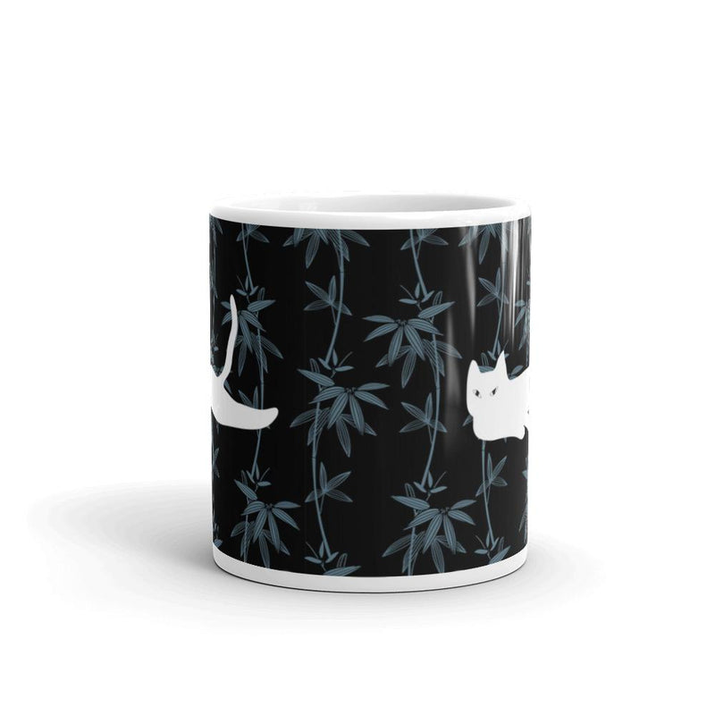 Cat Noir Black Flower Mug in Middle View 11oz