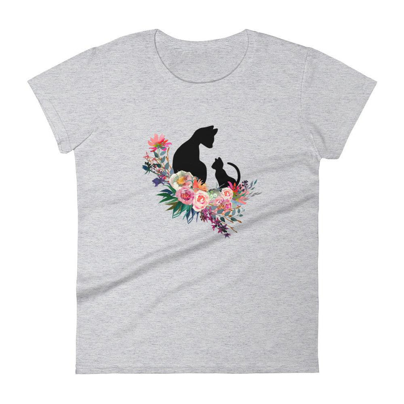Floral Cat 'Family' Women's Short Sleeve T-Shirt