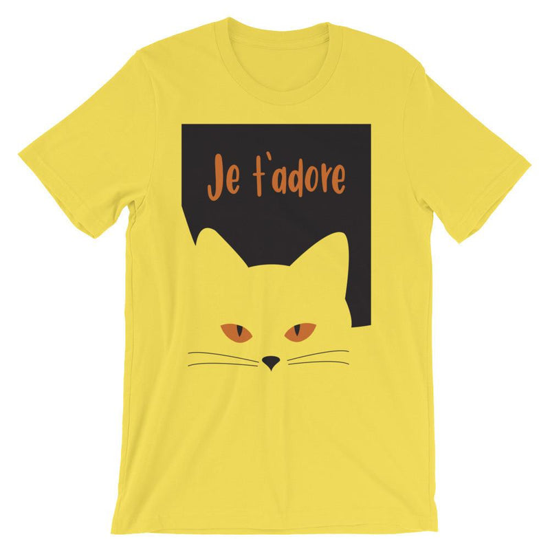 Inscrutable Cat 'Je T'Adore'  Unisex Short Sleeve T-Shirt