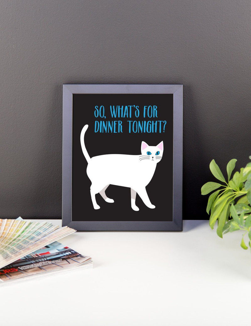 Catitude Cat 'Dinner' Framed Matt poster