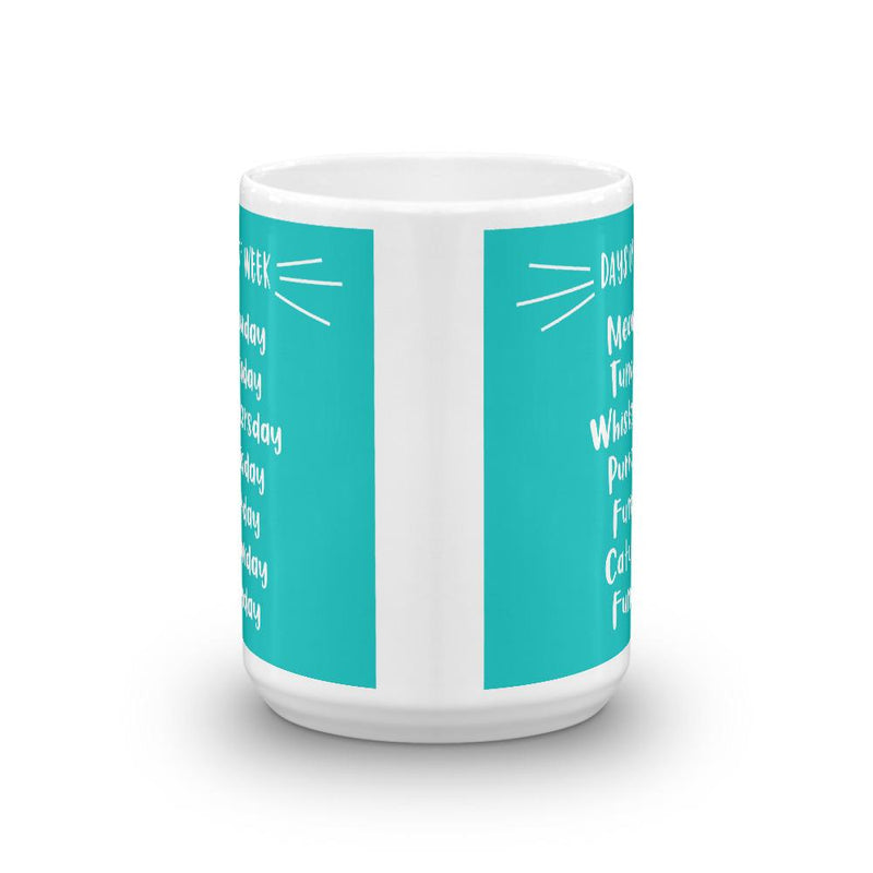 Wordy Cat "Days of Week' Teal Mug