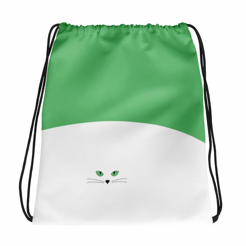 Inscrutable Cat Juicy Fruity Kiwi Drawstring bag in Back View