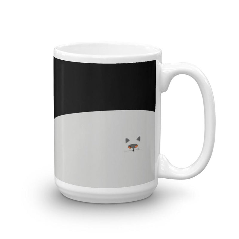 Inscrutable Cat Smoky Cat Black Mug in Left Side View 15oz