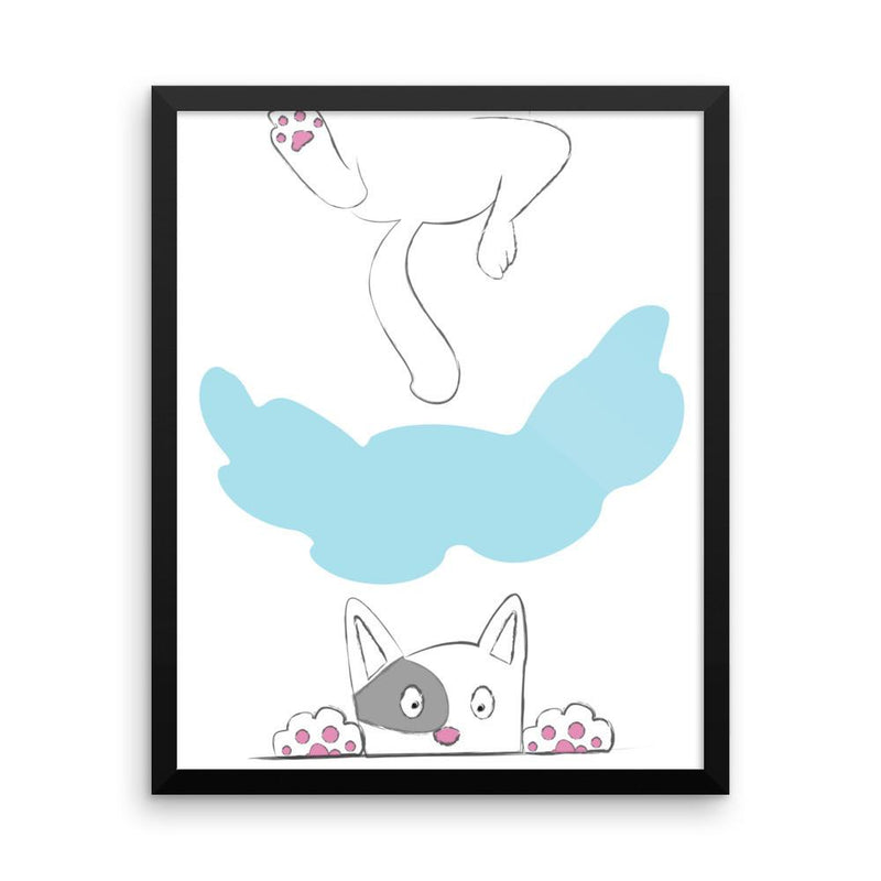 Rascal Cat 'Climbing' Framed Matt Poster