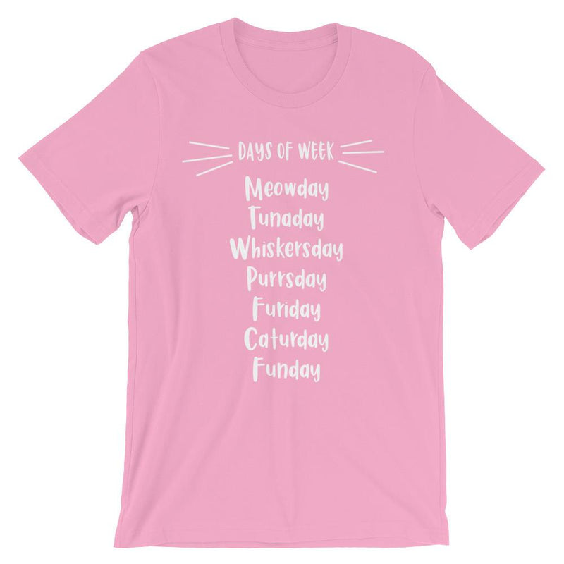 Wordy Cat 'Days of Week' Unisex Short Sleeve T-Shirt
