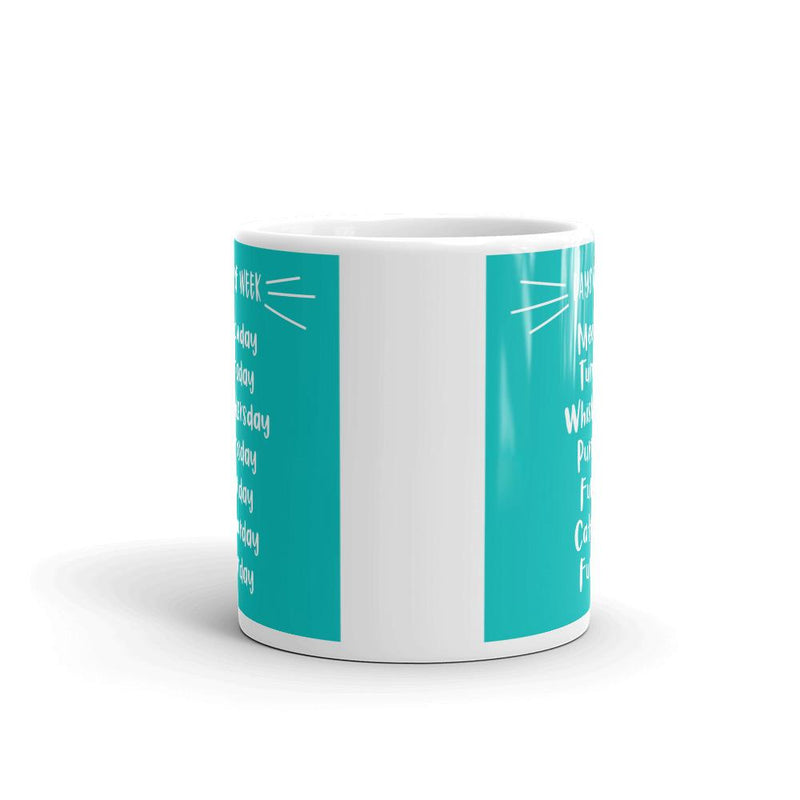 Wordy Cat "Days of Week' Teal Mug