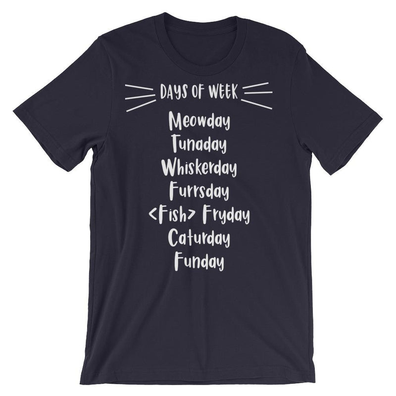 Wordy Cat 'Days of Week' Unisex Short Sleeve T-Shirt