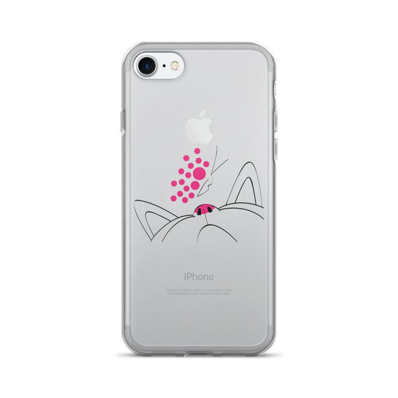 Minimalist Cat 'Pink Butterfly' iPhone 7/7 Plus Case