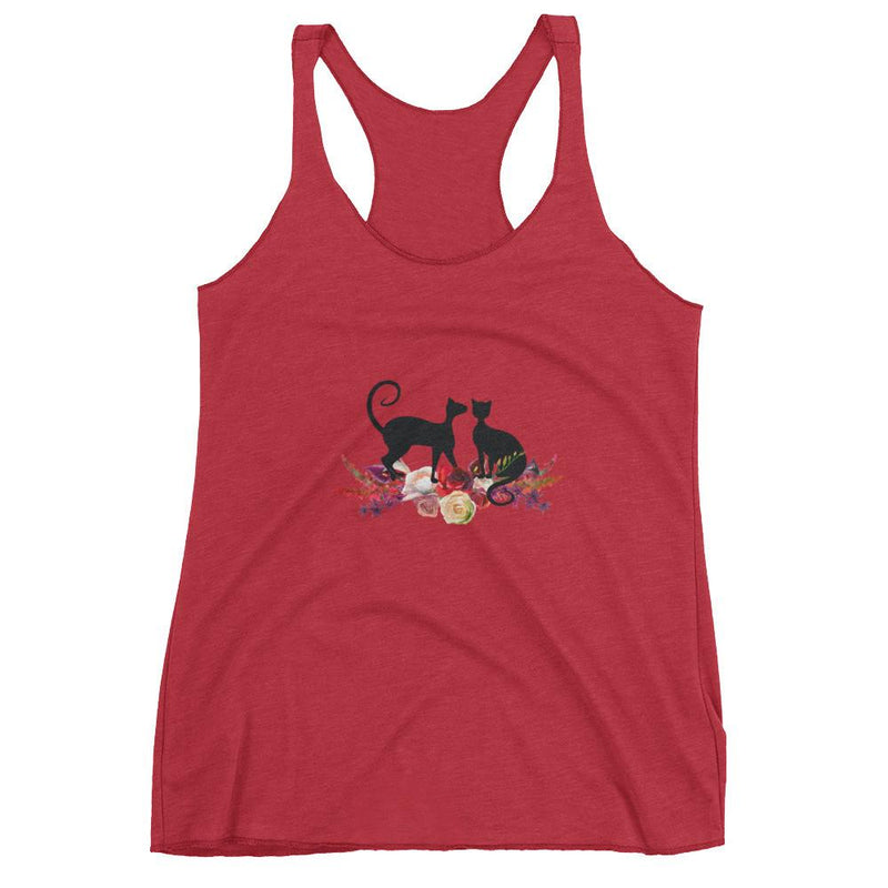 Floral Cat 'Love' Women's Tank Top