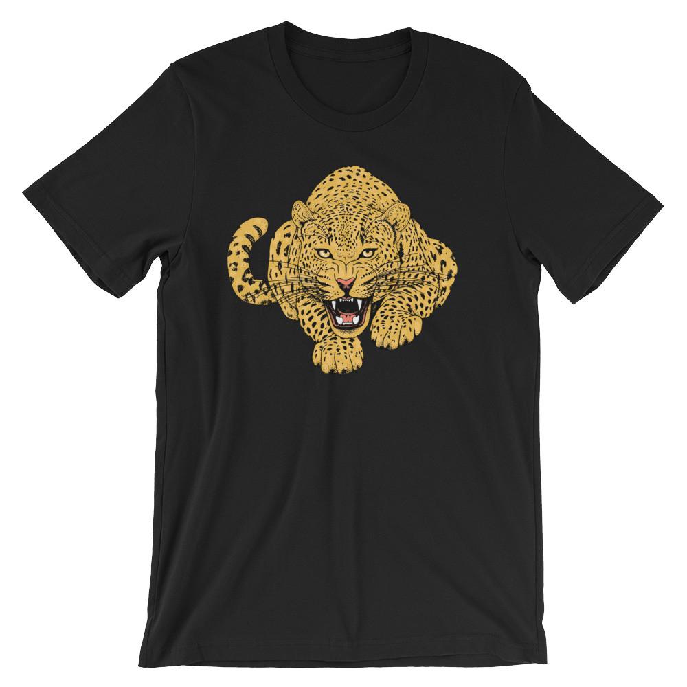 wild cat crouching leopard comfy unisex tee shirt