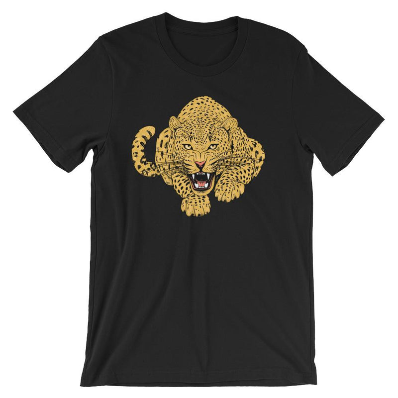 wild cat crouching leopard comfy unisex tee shirt
