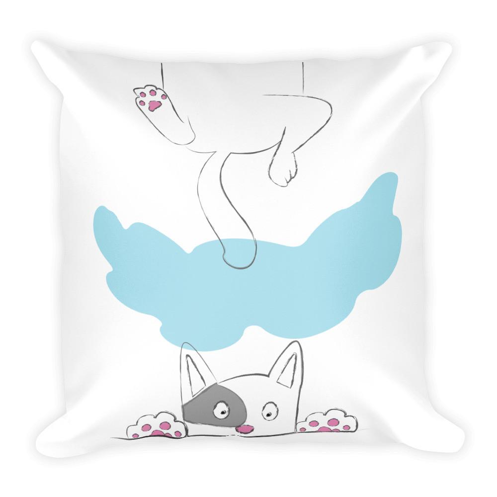 Rascal Cat 'Pink Paws' Square Pillow