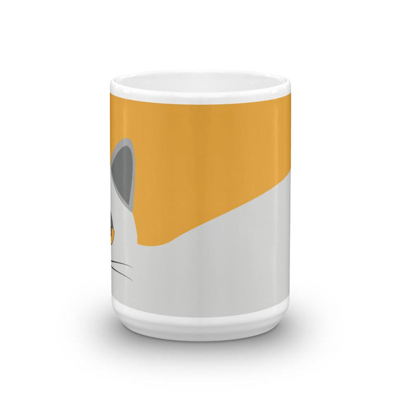 Inscrutable Cat Smoky Cat Gold Mug in Middle View 15oz