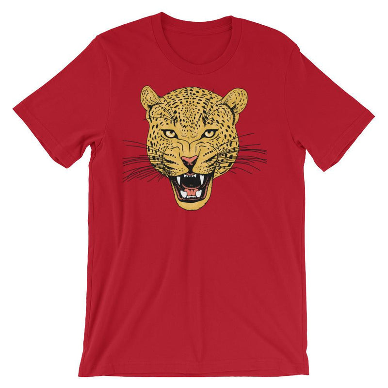 wild cat roaring leopard comfy unisex tee shirt