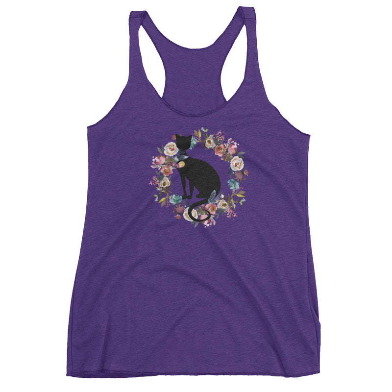 Floral Cat 'In Loving Memory Dusty Blue and Rose' Women's Tank Top