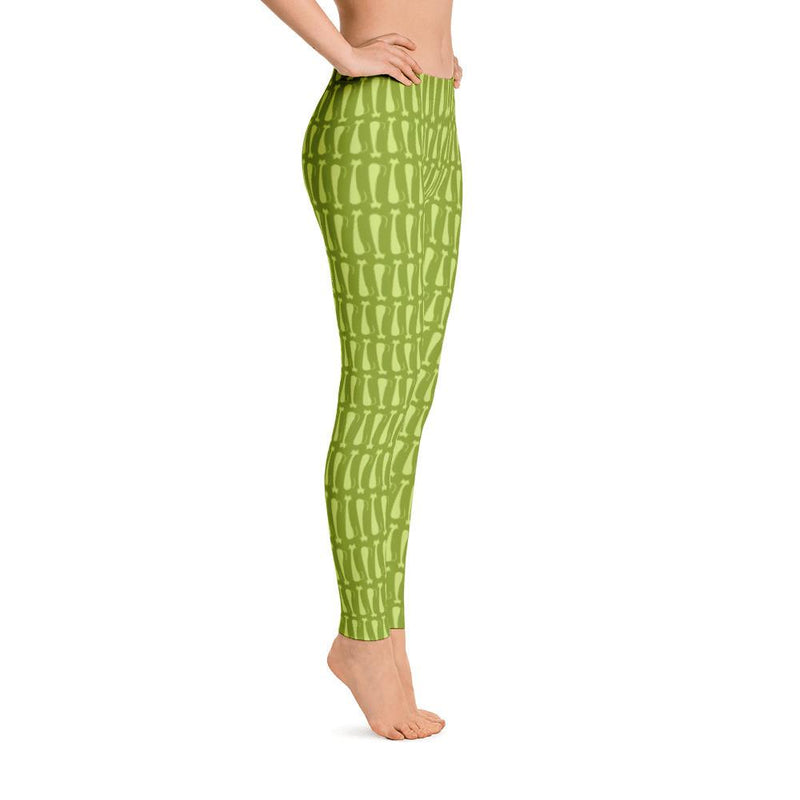 pattern cat skinny cat green leggings