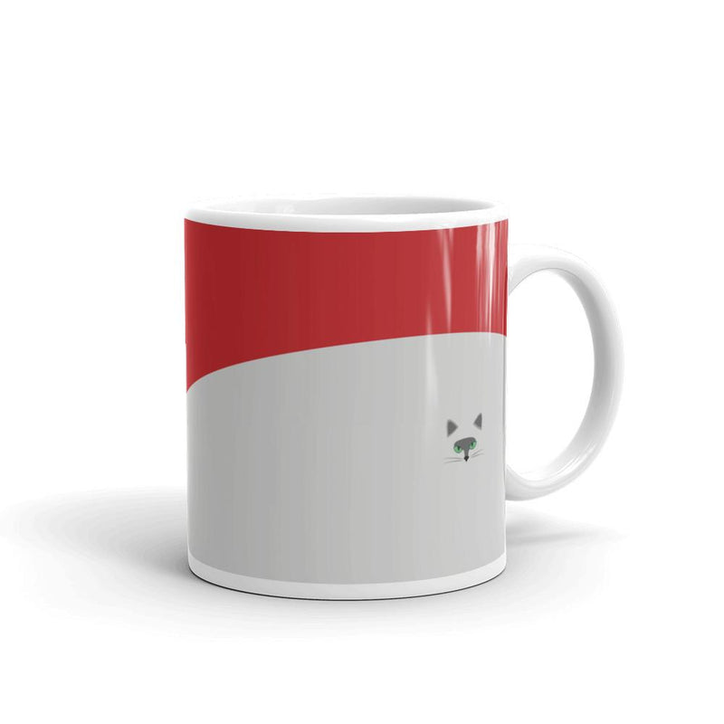 Inscrutable Cat Smoky Cat Red Mug in Left Side View 11oz