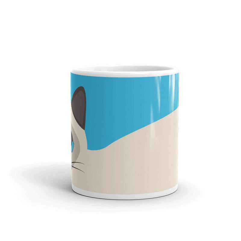 Inscrutable Cat Siamese Cat Blue Mug Middle in 11oz