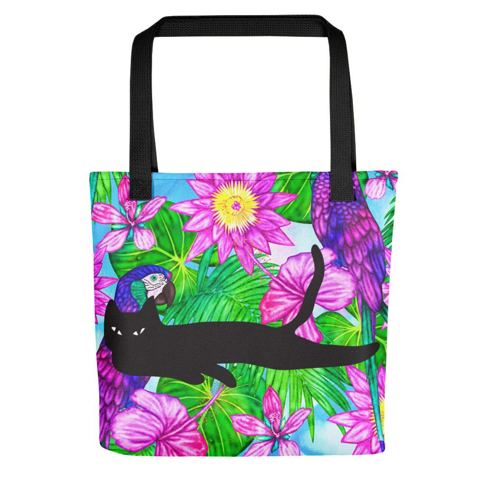 Cat Noir Aloha Tote bag Black Cat in Black Handle
